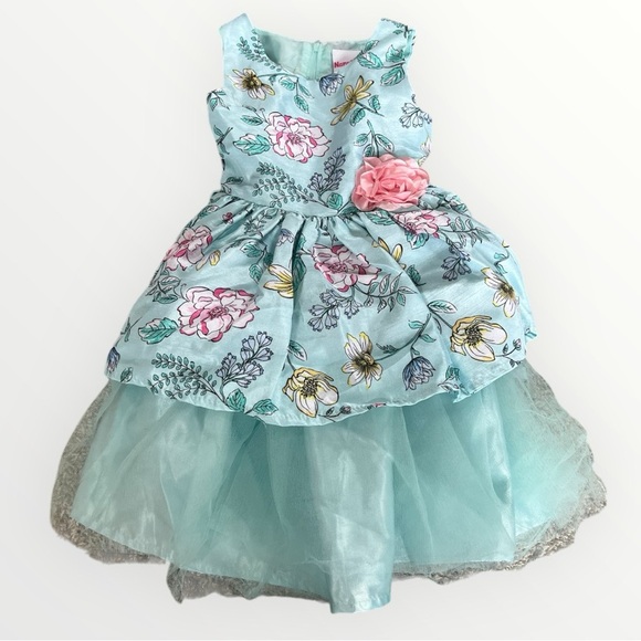 Nannette Kids 3T Floral Sleeveless Dress with Tulle‎ Skirt - Picture 1 of 1